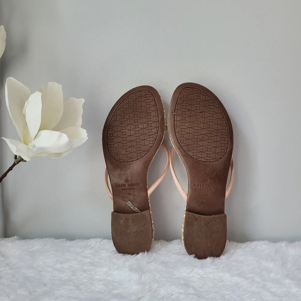 KATE SPADE Leather Printed Flip Flops